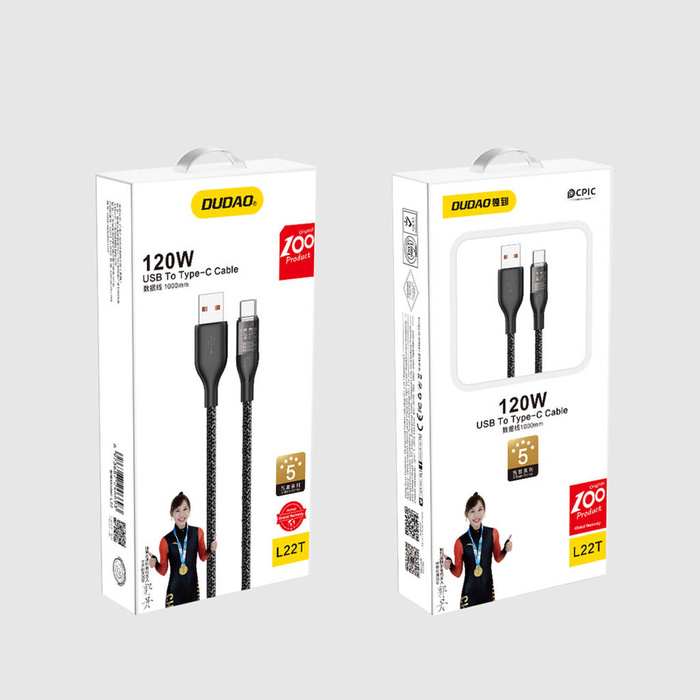Schnellladekabel 120W 1m USB - USB-C Dudao L22T - grau