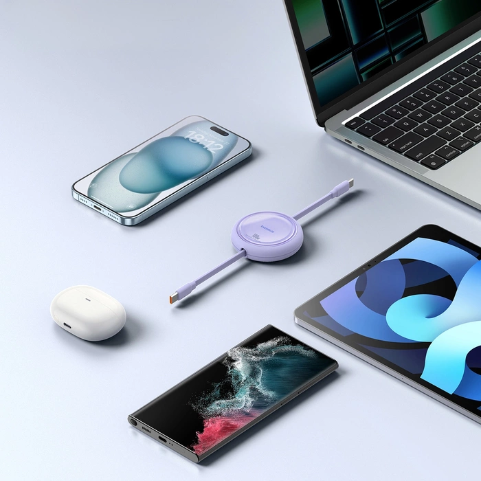 Baseus Free2Draw Mini USB-C - Câble USB-C rétractable 100W 1m - violet