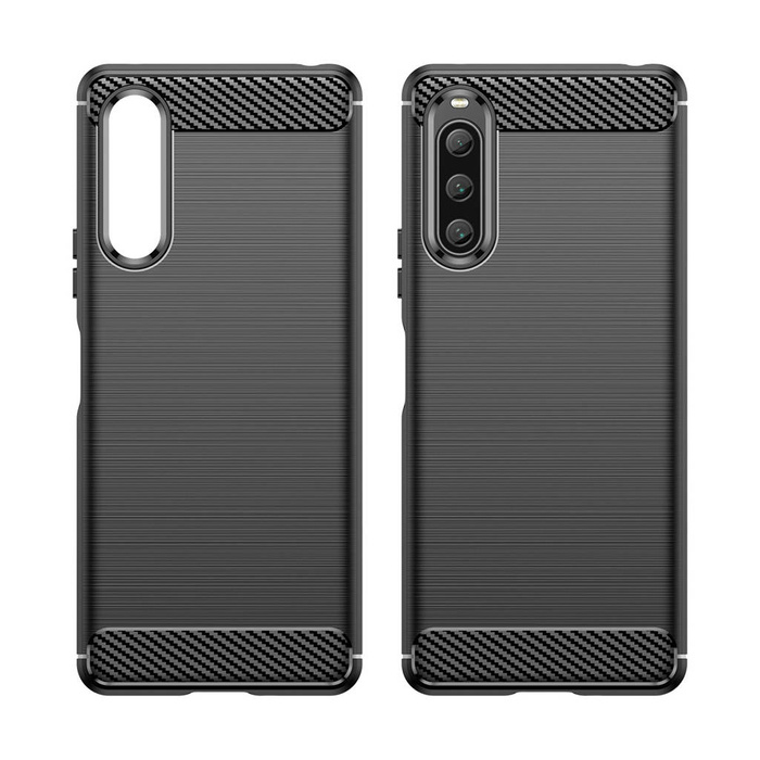 Carbon Case cover pour Sony Xperia 10 V silicone souple carbon cover noir