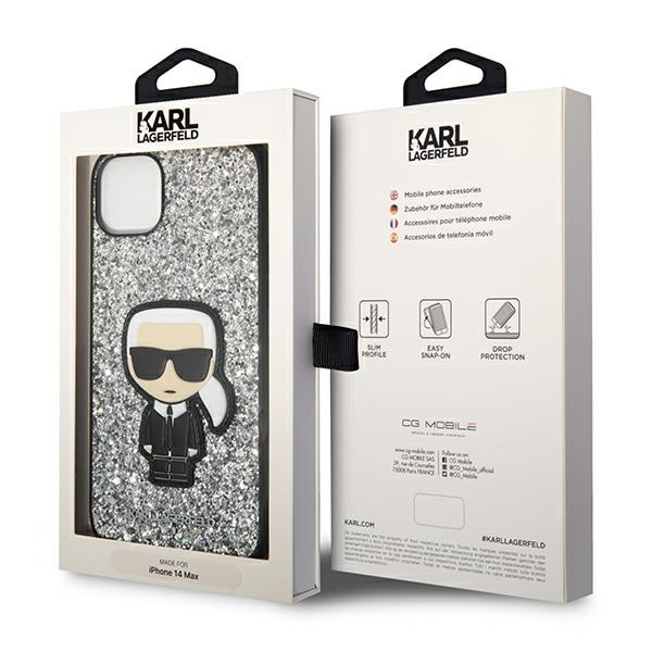 Karl Lagerfeld KLHCP14SGFKPG iPhone 14 6,1" hartcase silber/silber Glitter Flakes Ikonik