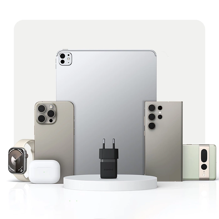 Baseus Palm 1C 20W Wandladegerät (mit Baseus Mini White USB-C 60W (20V/3A) 1m Kabel) - Schwarz