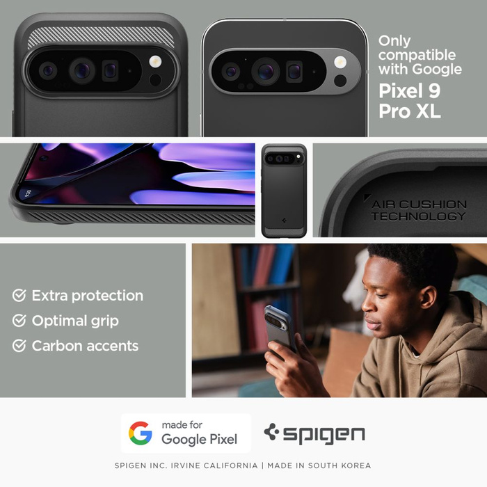 Spigen Rugged Armor MATTE GOOGLE PIXEL 9 PRO XL NERO