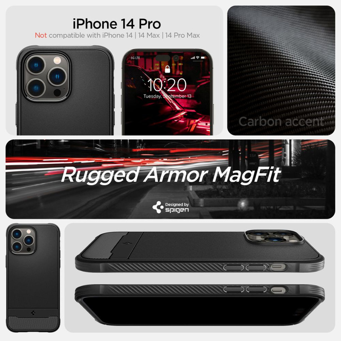 Case Spigen Rugged Armor Mag MagSafe IPhone 14 PRO MATTE BLACK