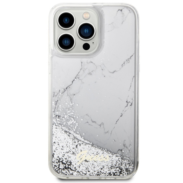 Hülle Guess GUHCP14XLCSGSGH iPhone 14 Pro Max 6,7" weiß/weiß hartcase Liquid Glitter Marmor Case