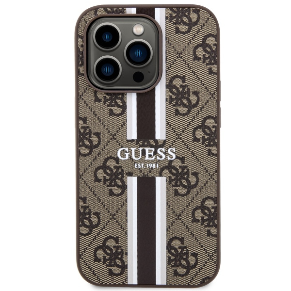 Funda Guess GUHMP14XP4RPSW iPhone 14 Pro Max 6.7" marrón/marrón durocase 4G Printed Stripes MagSafe Case