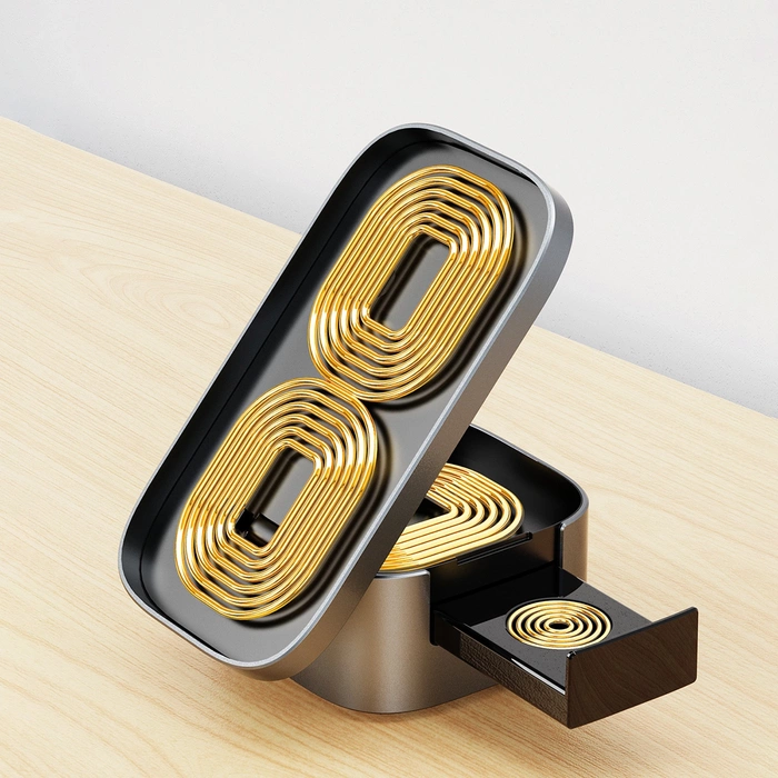 Dudao A11Pro+ inductive charger 15W 3in1 for phone / smartwatch / headphones - black