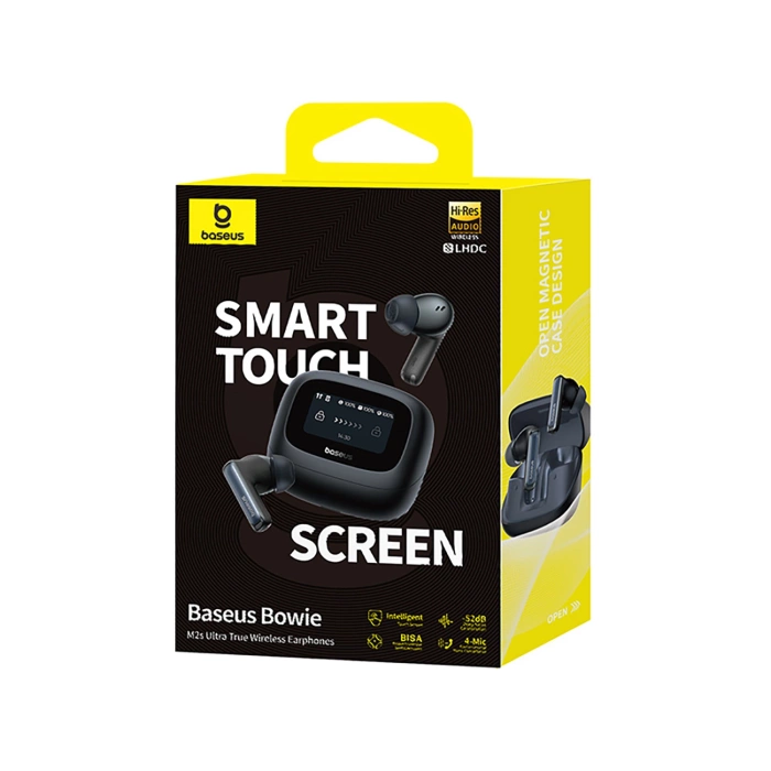 Słuchawki Baseus Bowie M2s Ultra TWS bezprzewodowe dokanałowe z interaktywnym ekranem - czarne