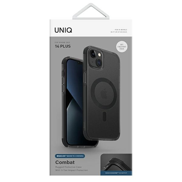 UNIQ hülle Combat iPhone 14 Plus 6.7" Magclick Charging schwarz/Beton chaRCoal