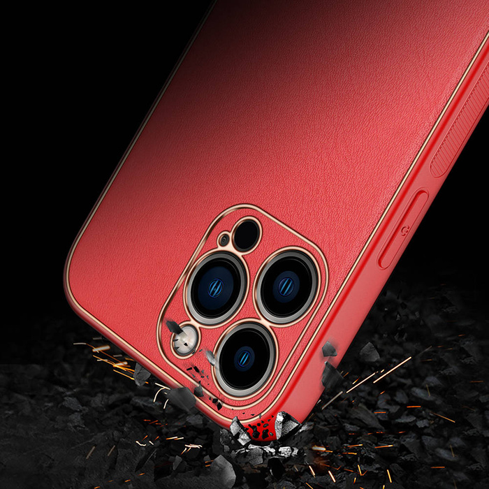Dux Ducis Yolo elegante custodia realizzata in morbido TPU e pelle PU per iPhone 13 Pro Max rosso