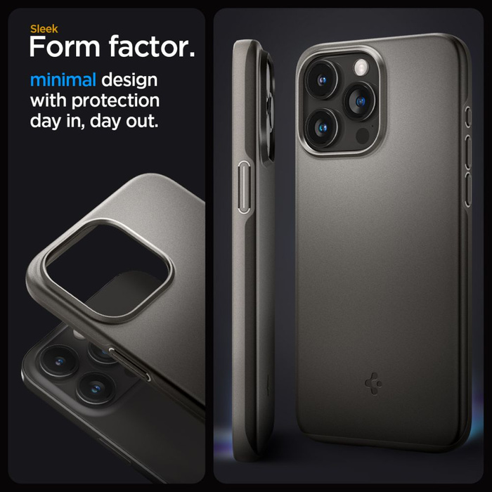 Telefontok Spigen Thin Fit iPhone 15 Pro Gunmetal Case