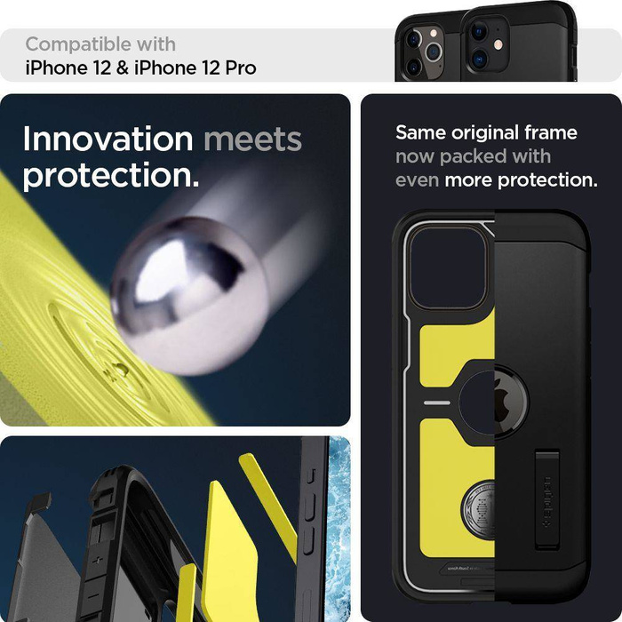 Cover SPIGEN Tough Armor iPhone 12 12 Pro Custodia nera nera