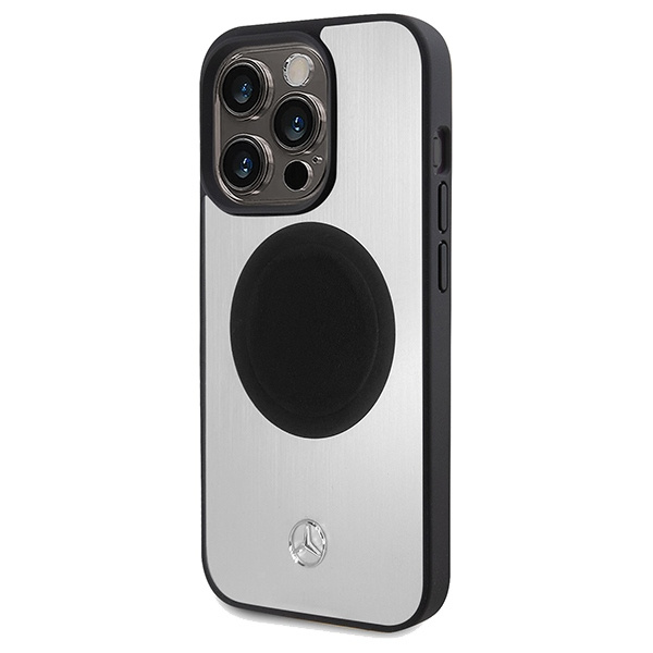 Etui Mercedes MEHMP15X23ACMS iPhone 15 Pro Max 6.7" srebrny/silver hardcase Leather&Alu MagSafe Case