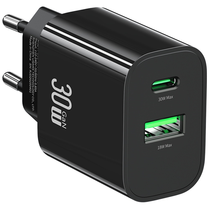 Ładowarka sieciowa USAMS CC316 T65 30W   1xUSB-C 1xUSB-A Fast Charging czarny