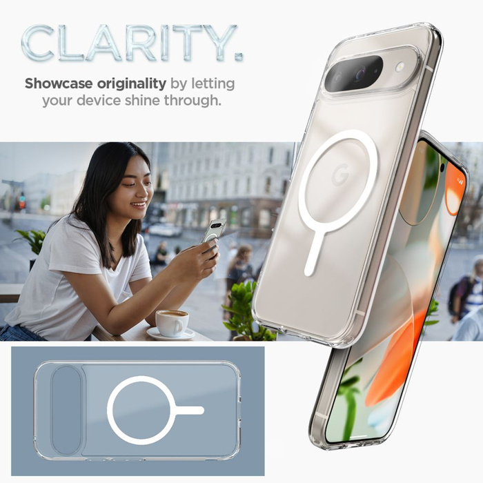 Cover Spigen Ultra Hybrid MagSafe ANELLO ONETAP GOOGLE PIXEL 9 PRO BIANCO