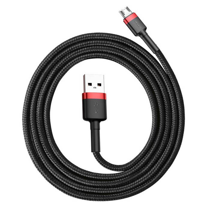 Baseus Cafule Cable Durable Nylon Braided Wire USB / micro USB QC3.0 2.4A 1M black-red (CAMKLF-B91)