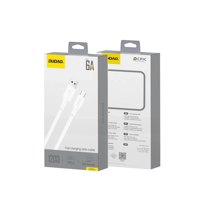 Dudao L2sT USB-A - USB-C 6A Cable 1.2m - White