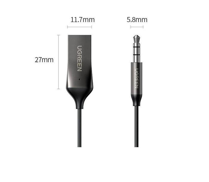 Ugreen Bluetooth 5.0 zvukový přijímač USB kabel audio adaptér AUX jack černý (70601 CM309)