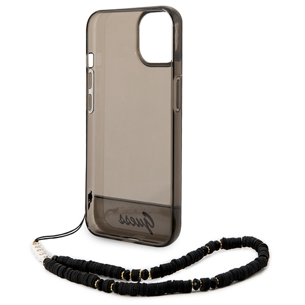 Case GUESS Apple iPhone 14 Plus Translucent Pearl Strap Black Hardcase