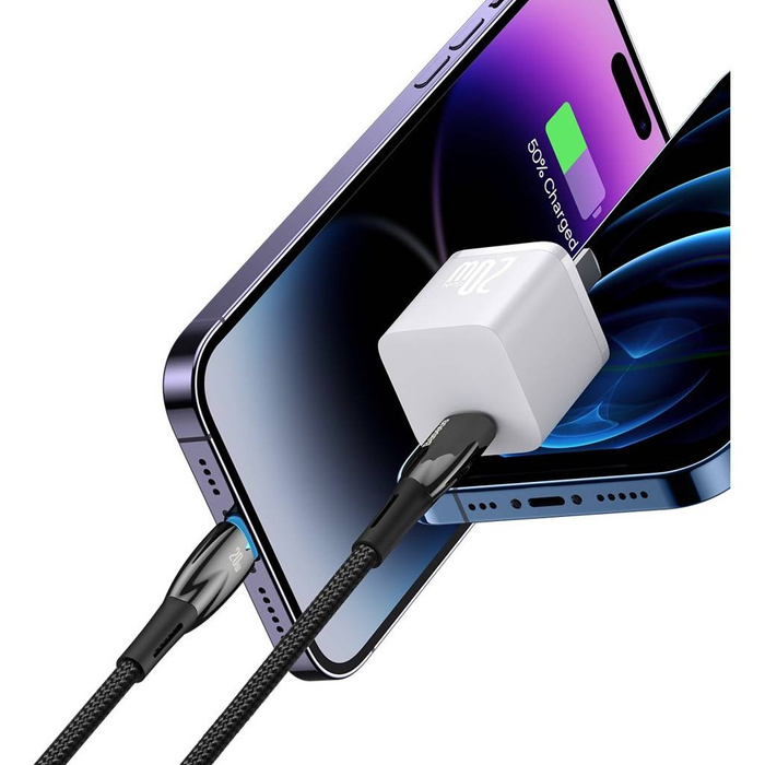 Baseus Glimmer Series cable with fast charging USB-C - Lightning 480Mb/s PD 20W 2m black