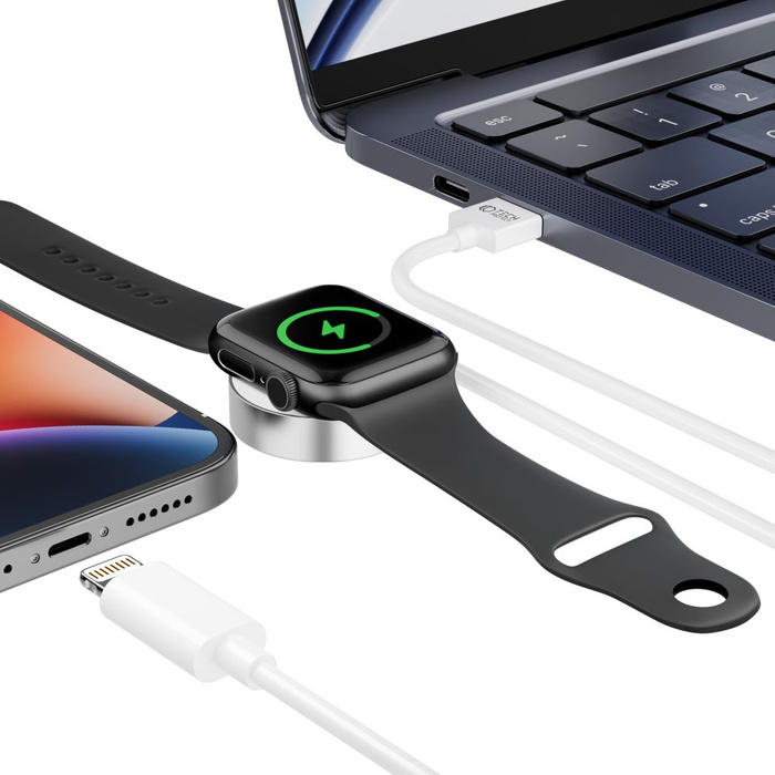 Kabel Lightning Tech-protect Ultraboost 2v1 Magneetický nabíjecí kabel a Lightning 150cm Apple Watch Bílý