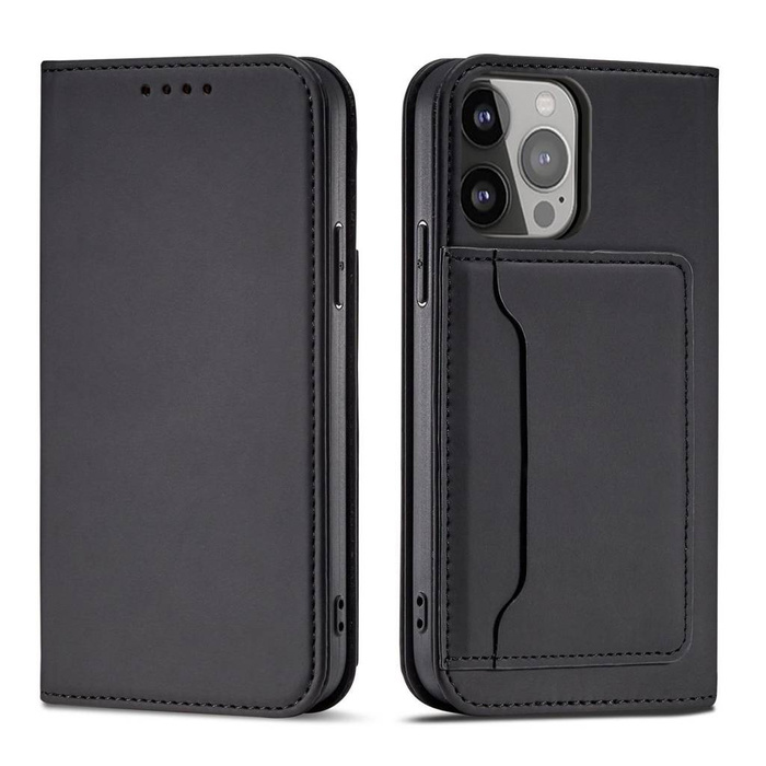 Magnet Card Case Case pour iPhone 14 Plus Flip Cover Wallet Stand Noir