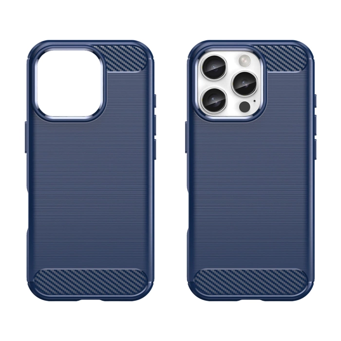 Carbon Case Silikonhülle für iPhone 16 Pro Max - blau