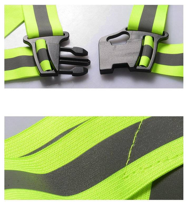 Unisex Adjustable Reflective Safety Harness Vest Black