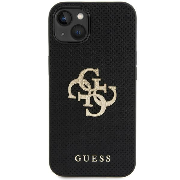 Hülle Guess GUHCP15SPSP4LGK iPhone 15 6.1" schwarz/schwarz hartcase Leder Perforiert 4G Glitter Logo Case