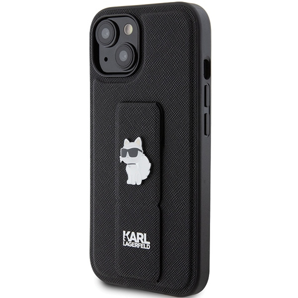 Etui Karl Lagerfeld KLHCP15SGSACHPK iPhone 15 6.1" czarny/black hardcase Gripstand Saffiano Choupette Pins Case