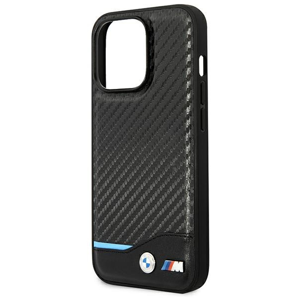 Hülle BMW BMHCP14L22NBCK iPhone 14 Pro 6.1" schwarz/schwarz Leder Carbon