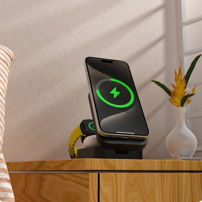 Stacja ładująca 3 w 1 Dudao A11 Max 15W indukcyjna kompatybilna z MagSafe - szara