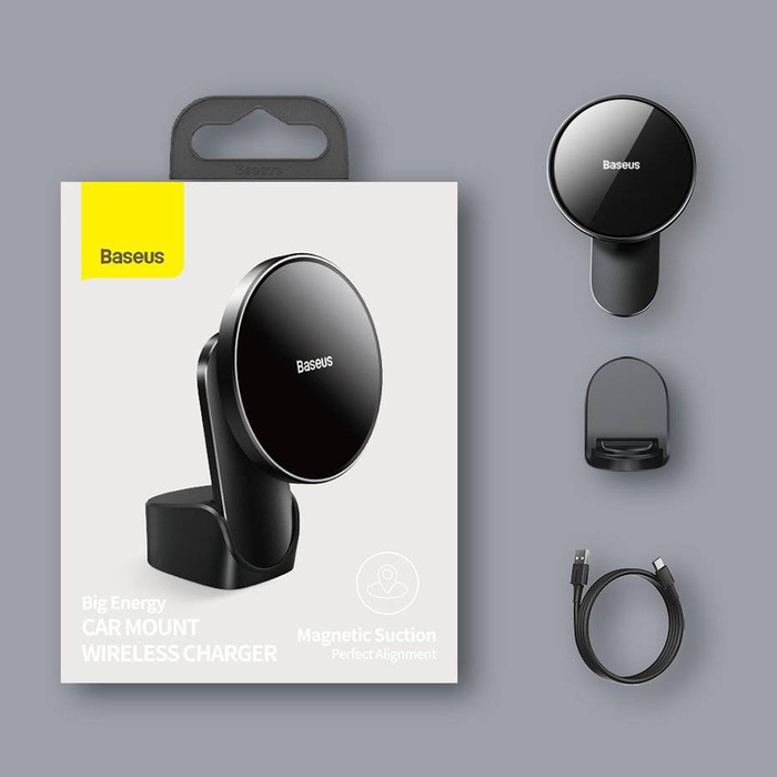 Baseus magnetischer Autotelefonhalter kabelloses Qi-Ladegerät 15 W (MagSafe kompatibel für iPhone) schwarz (WXJN-01)