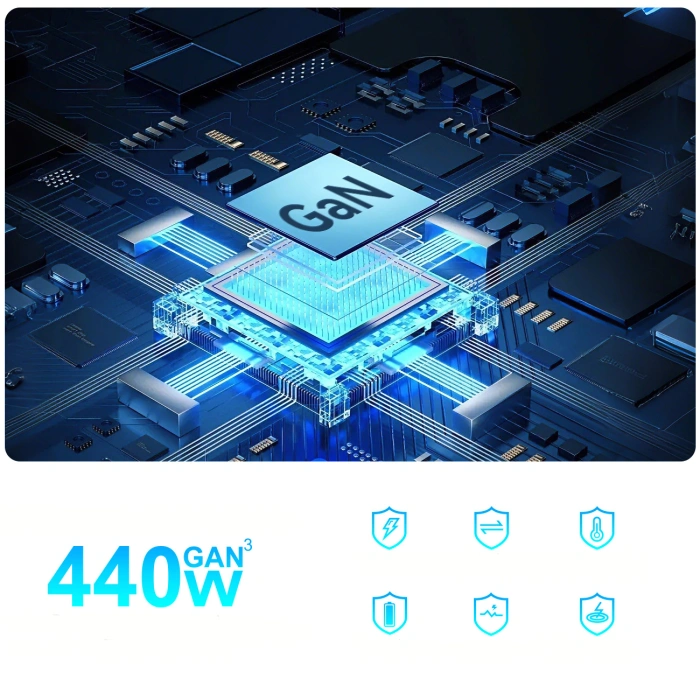 Stacja ładująca Wozinsky 240W GaN QC3 - czarna