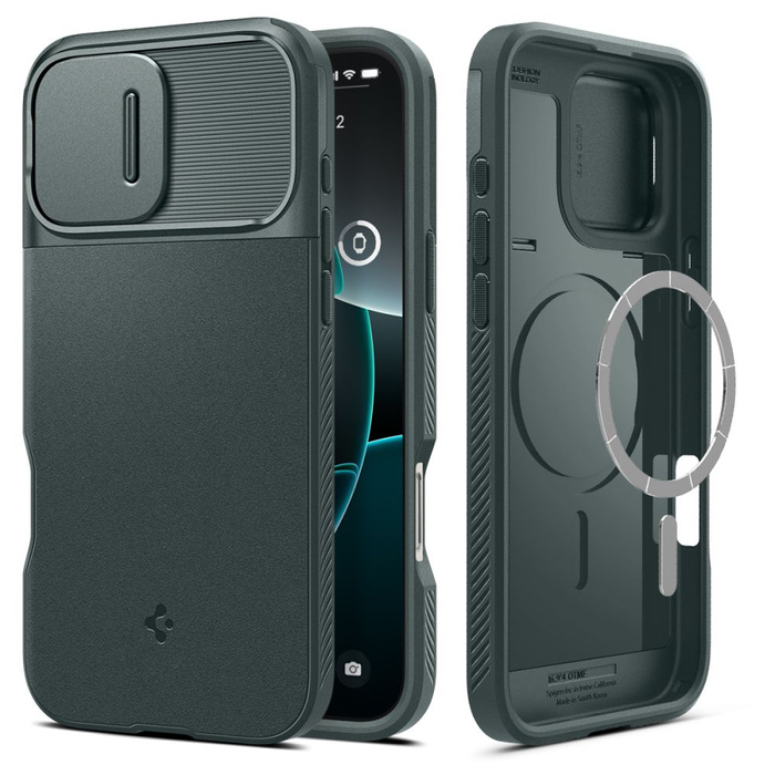 Case Spigen OPTIK Armor Mag MagSafe IPhone 16 PRO MAX ABYSS GREEN