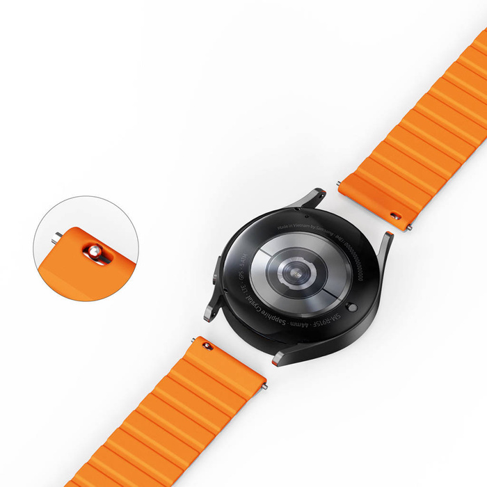 Universal Magnetic Strap Samsung Galaxy Watch 3 45mm / S3 / Huawei Watch Ultimate / GT3 SE 46mm Dux Ducis Strap (22mm LD Version) - Gray Orange