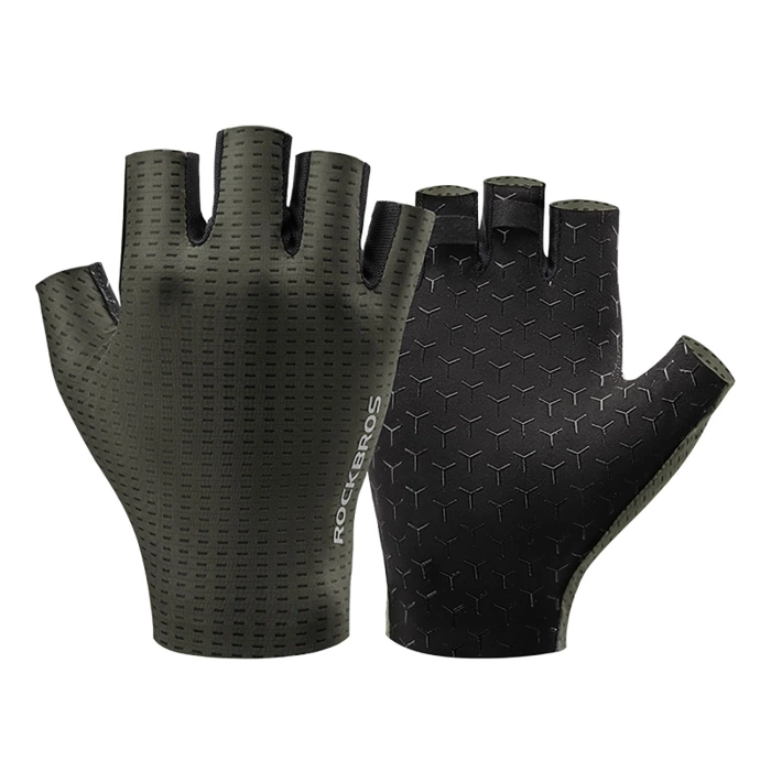 Rockbros Atmungsaktive Kurzfinger Fahrradhandschuhe Größe: M - Grün