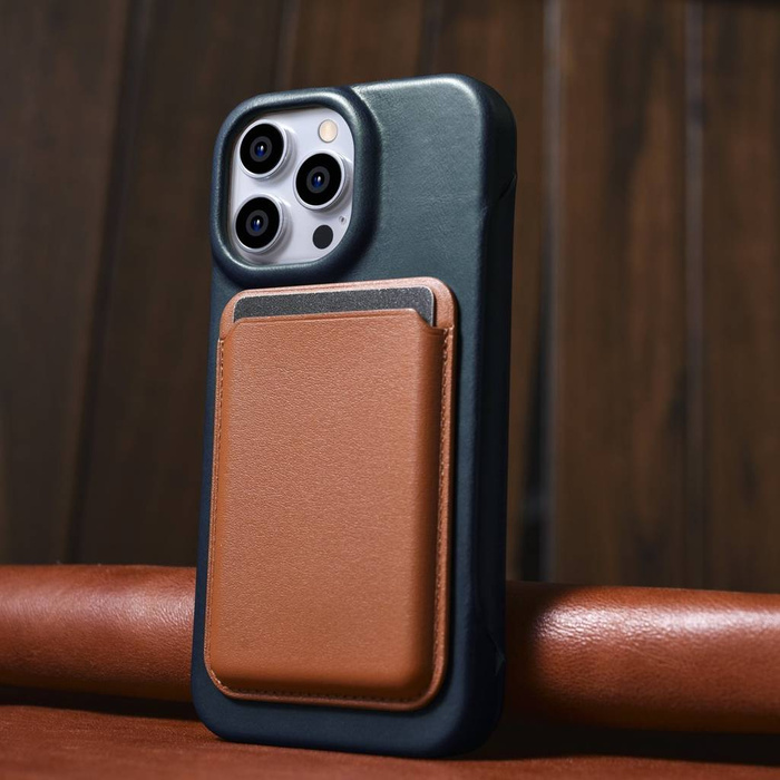 Kožené pouzdro iCarer CE Oil Wax Premium Leather Folio Case pro iPhone 14 Pro Flip Magnetic MagSafe Blue (AKI14220706-BU)