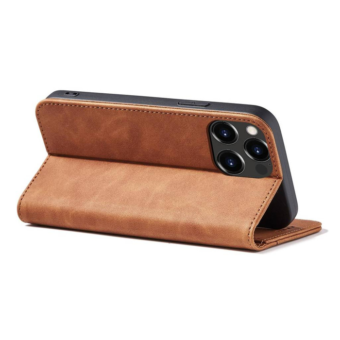 Magnet Fancy Case Case pro iPhone 13 Pro Max Pouch Wallet Card Holder Brown