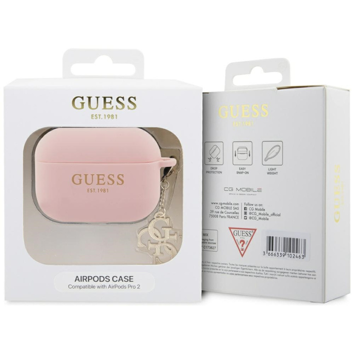Guess GUAP2LECG4P AirPods Pro 2 Abdeckung rosa/rosa Liquid Silikon Glitter Dreieck Charme