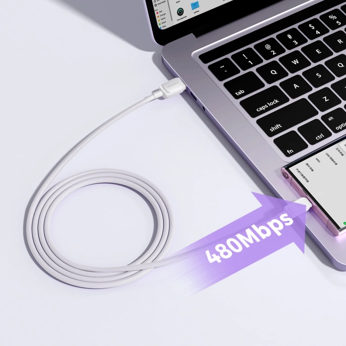 Joyroom Multi-Color Series A14 USB-A/USB-C 3A-Kabel 1,2 m – Weiß