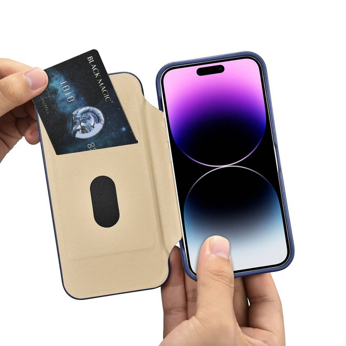 iCarer CE Premium Leather Folio Case iPhone 14 Pro Flip Magnetic MagSafe Leather Case blue (WMI14220714-BU)