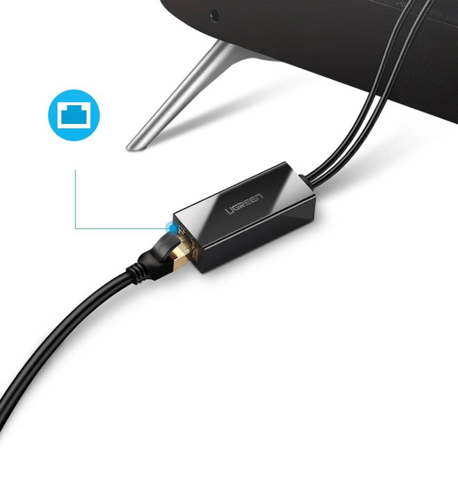 Ugreen adattatore di rete esterno micro USB 100Mbps per Chromecast 1m nero (30985)