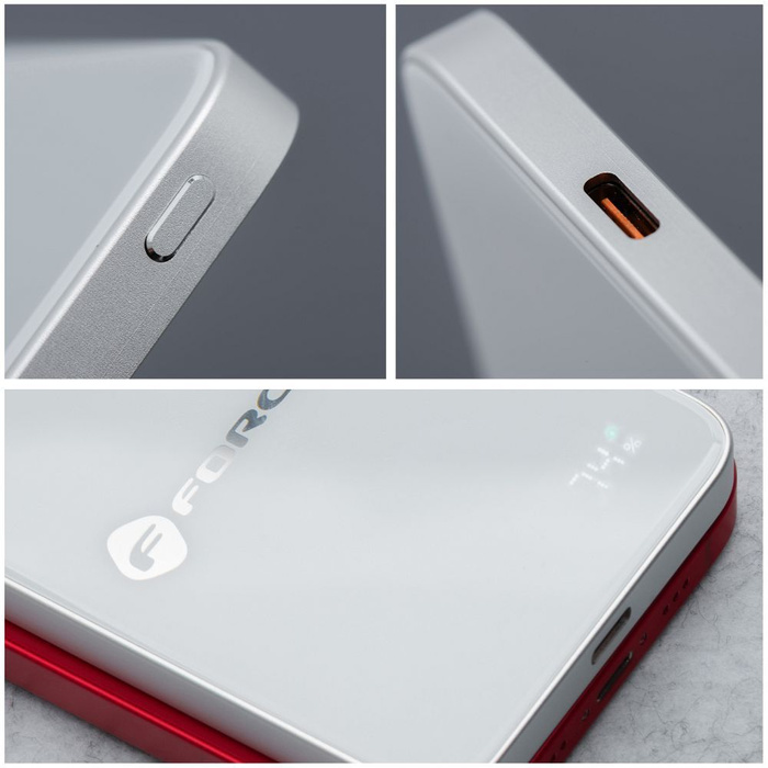 Powerbank zgodny z MagSafe Forcell F-Energy SuperSlim F5K8 QC4.0 PD3.0 15W 5000 mAh biały 0INT