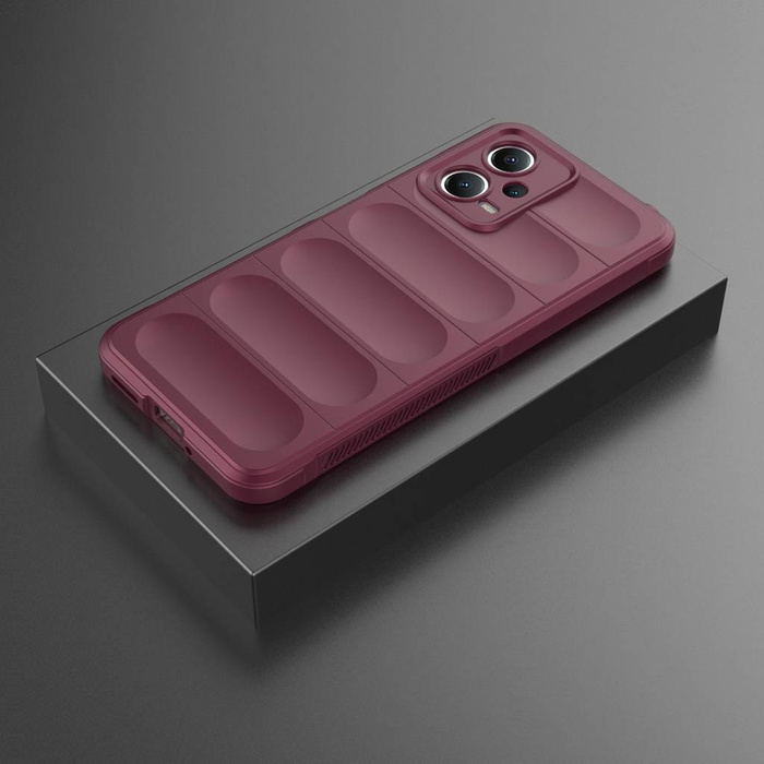 Magic Shield Case Cover for Xiaomi Redmi Note 12 5G / Poco X5 5G Flexible Armor Cover Burgundy