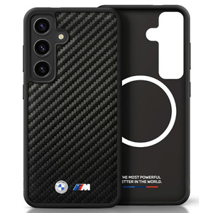 Funda BMW Cuero Carbono MagSafe para Samsung Galaxy S25 negro