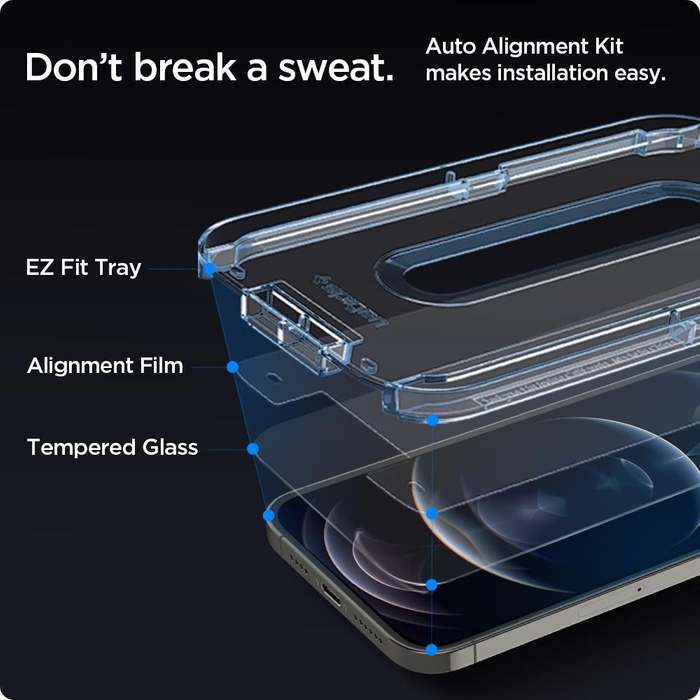 Vetro temperato SPIGEN Glas.tr "ez Fit" 2-pack iPhone 12 12 Pro