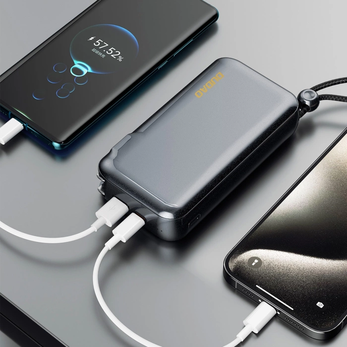 Dudao K25 2in1 10000 mAh Powerbank-Ladegerät mit 3 Steckern – Grau