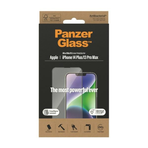 PanzerGlass Ultra-Wide Fit iPhone 14 Plus / 13 Pro Max 6.7" Bildschirmschutz Antibakteriell Easy Aligner Inklusive 2785