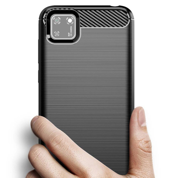 Carbon Case Flexibel Handyhülle TPU Schutzhülle für Huawei Y5p schwarz