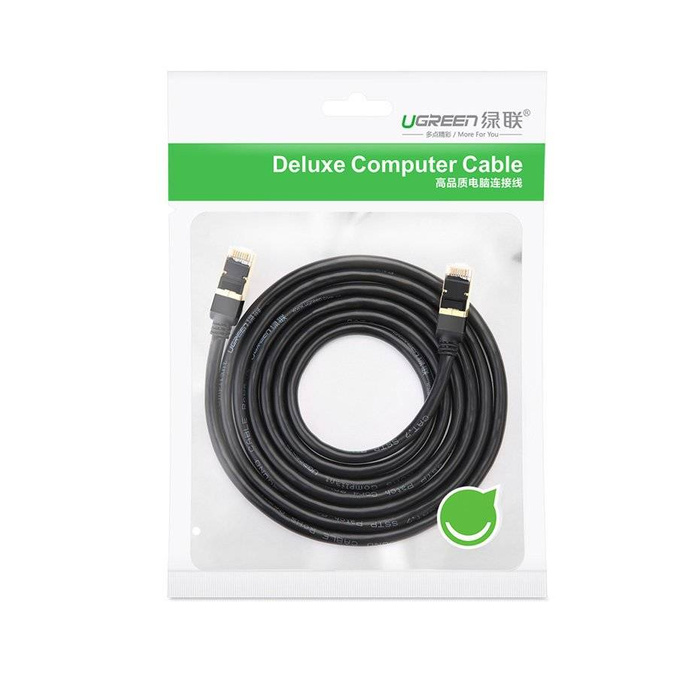 Ugreen Cavo Internet Cavo Rete Ethernet Patchcord RJ45 Cat 7 STP LAN 10 Gbps 1m Nero (NW107 11268)